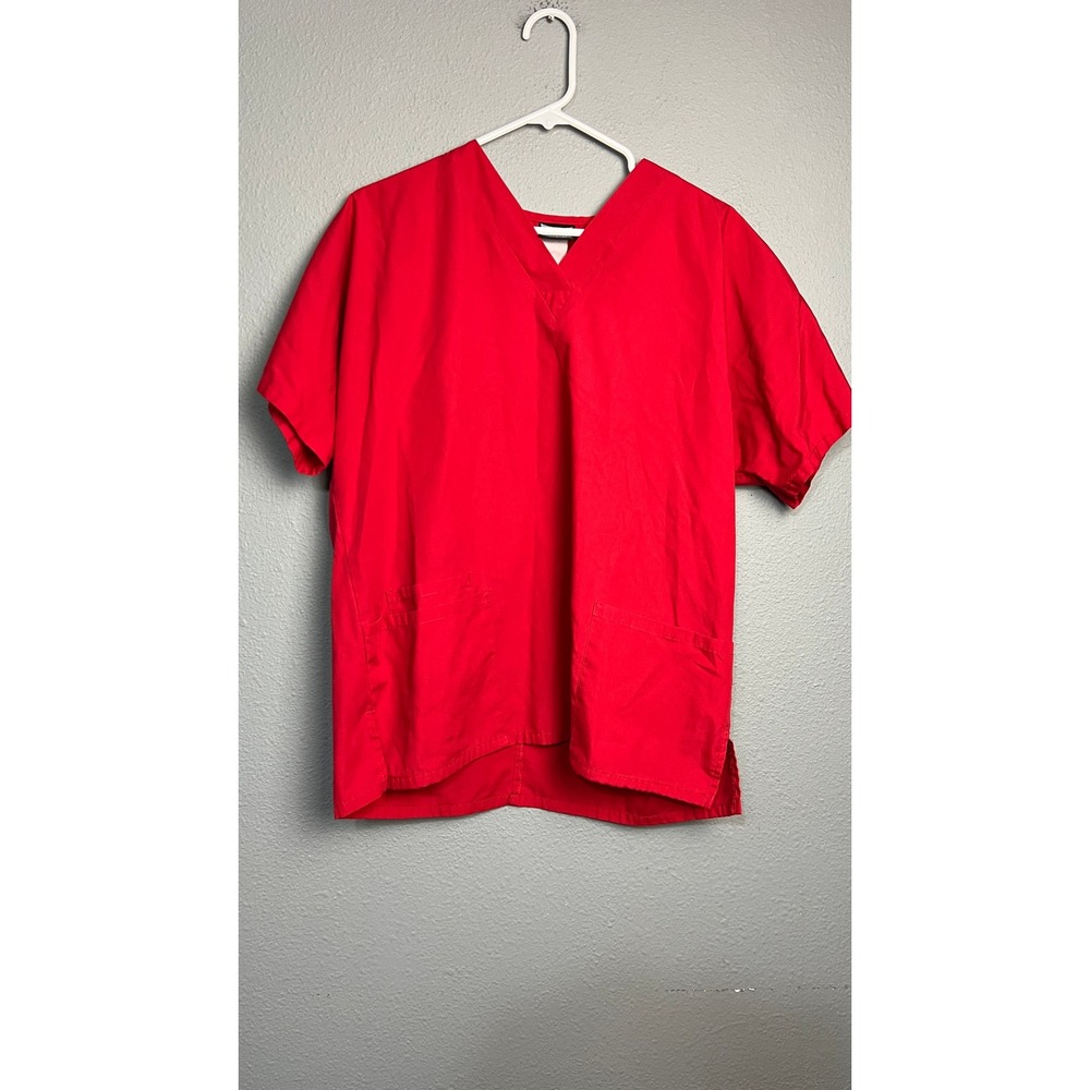 2 Pack Cherokee Fashion Seal Scrub Tops Bundle Red Navy Blue V-Neck Short Sleeve
